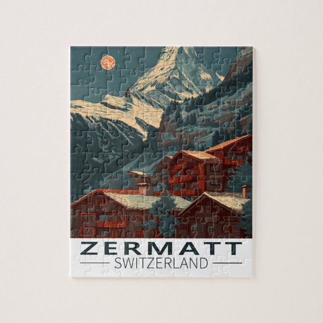 Zermatt Matterhorn Vintage Travel Jigsaw Puzzle (Vertical)