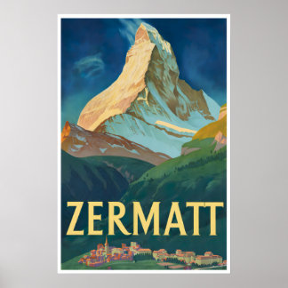 Zermatt Painting Switzerland Ski Poster Swiss