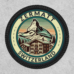 Zermatt Switzerland Illustration Travel Art Badge