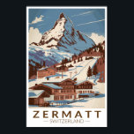 Zermatt Switzerland Illustration Travel Art Retro Poster<br><div class="desc">Zermatt retro vector travel design. Zermatt,  in southern Switzerland’s Valais canton,  is a mountain resort renowned for skiing,  climbing and hiking.</div>