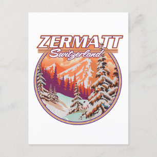Zermatt switzerland logo postcard