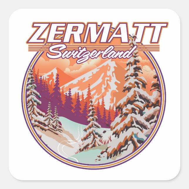 Zermatt switzerland logo square sticker (Front)