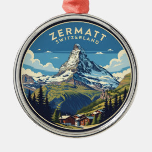 Zermatt Switzerland Matterhorn Metal Ornament