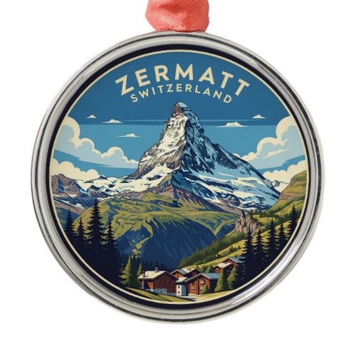 Zermatt Switzerland Matterhorn Metal Ornament
