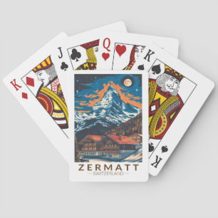 Zermatt Switzerland Matterhorn Travel Art Vintage Poker Cards