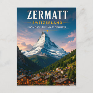 🏔️ Zermatt Switzerland Matterhorn Travel Decor ❄️ Postcard