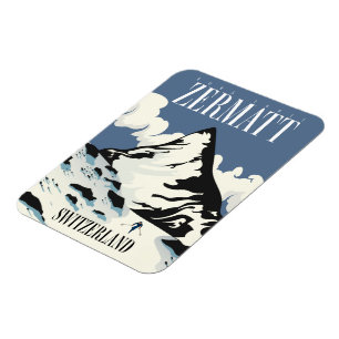 Zermatt Switzerland Ski print Magnet