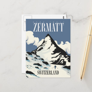 Zermatt Switzerland Ski print Postcard