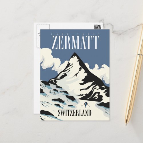 Zermatt Switzerland Ski print Postcard