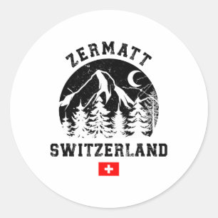 Zermatt Switzerland Ski Resort Alps Alpine Skiing Classic Round Sticker
