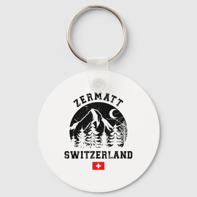 Zermatt Switzerland Ski Resort Alps Alpine Skiing  Keychain (Front)