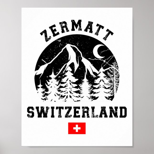Zermatt Switzerland Ski Resort Alps Alpine Skiing  Poster (Front)