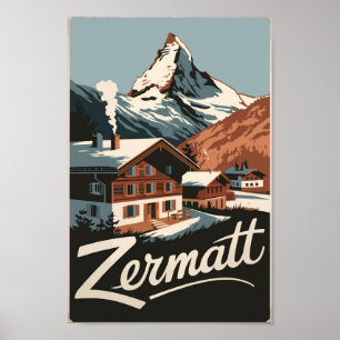 Zermatt Switzerland Travel Art Vintage Poster