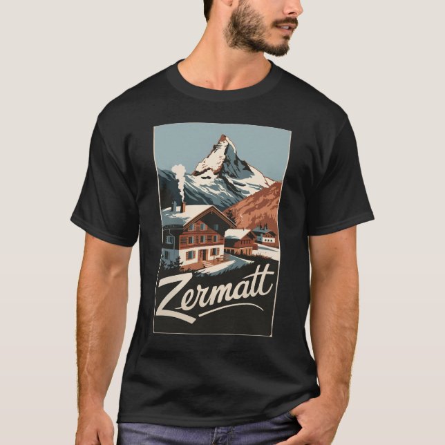 Zermatt Switzerland Travel Art Vintage T-Shirt (Front)