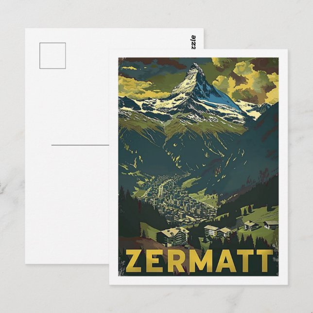 Zermatt Switzerland Vintage Famous Travel Place Postcard (Front/Back)