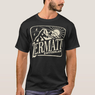 Zermatt Switzerland Vintage Mountains Travel Matte T-Shirt