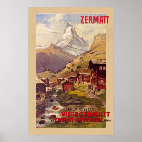 Zermatt Switzerland Vintage Poster 1900