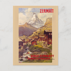 Zermatt Switzerland Vintage Poster 1900 Postcard