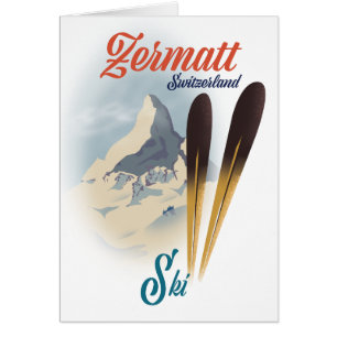 Zermatt Switzerland vintage ski poster Cards