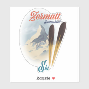 Zermatt Switzerland vintage ski poster Sticker