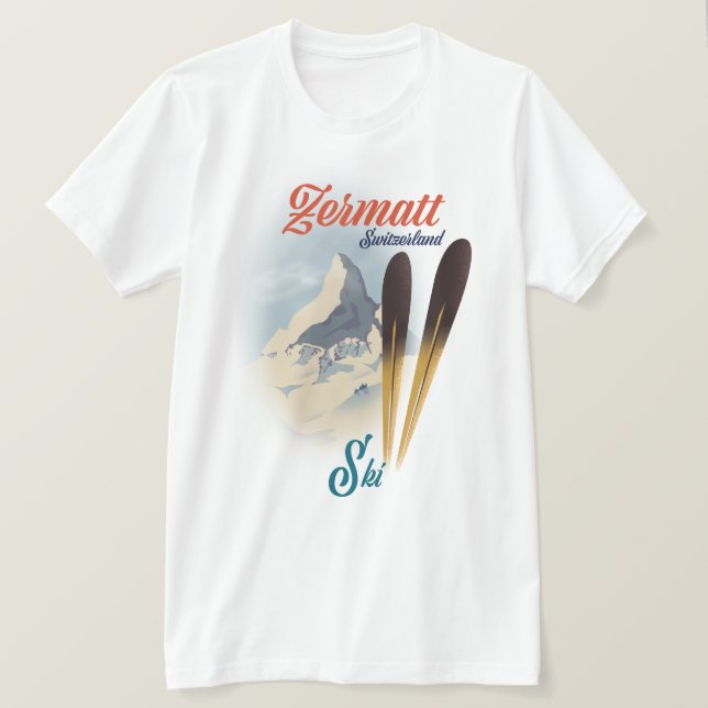 Zermatt Switzerland vintage ski poster T-Shirt (Design Front)