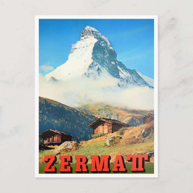 Zermatt Switzerland vintage travel Postcard (Front)