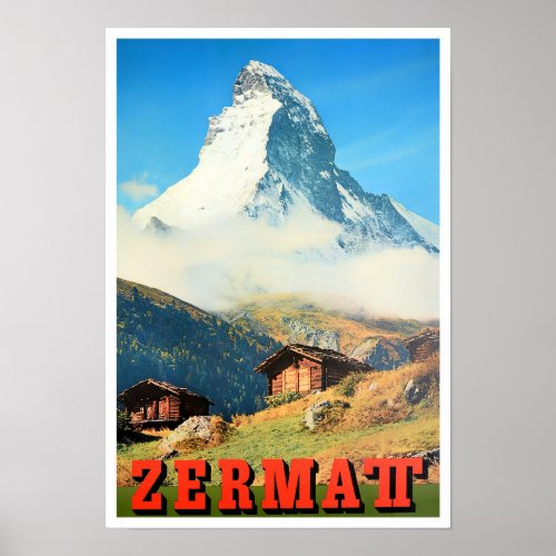 Zermatt Switzerland vintage travel Poster