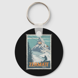 Zermatt Switzerland Winter Skiing Snowboarding Ski Keychain