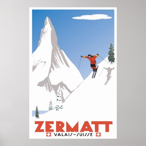 ZermattValais Switzerland Ski Poster