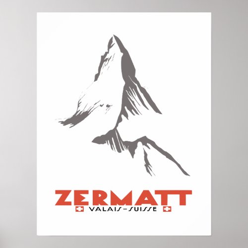 Zermatt Valais Switzerland Ski Poster