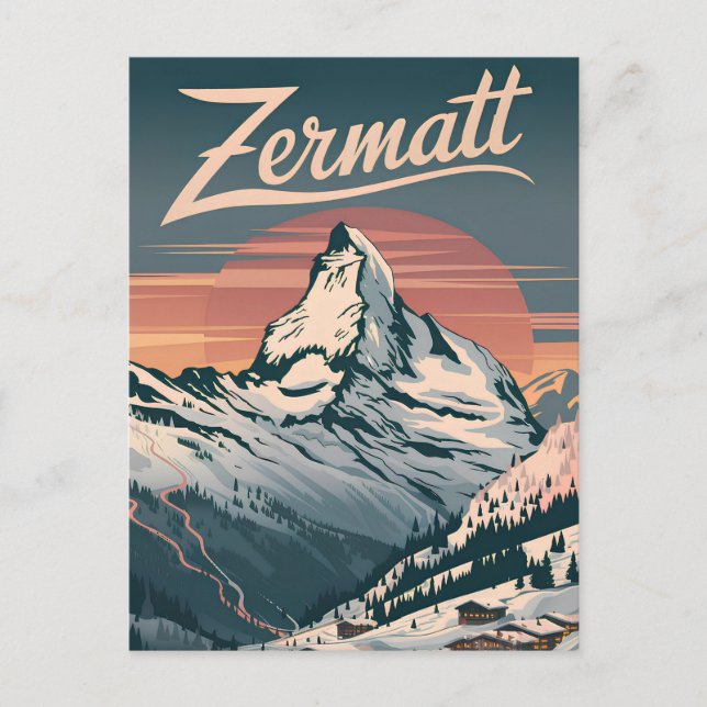 Zermatt vintage postcard (Front)