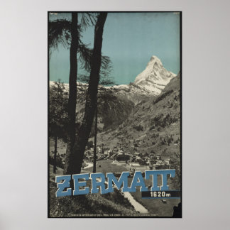 Zermatt Vintage Travel Poster Ad Retro Prints