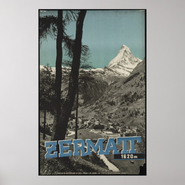 Zermatt Vintage Travel Poster Ad Retro Prints (Front)