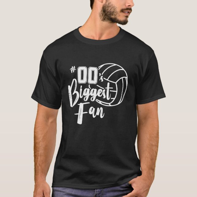 Zero 00 Biggest Fan  Volleyball Mom Dad Brother Si T-Shirt (Front)