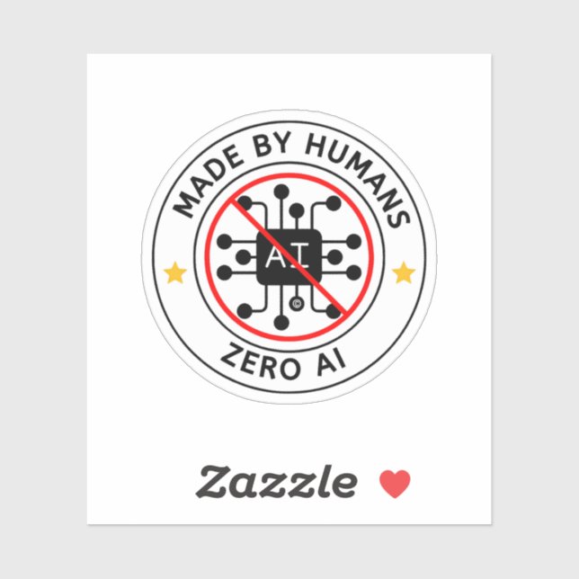 Zero AI 100% Human Content Sticker (Sheet)