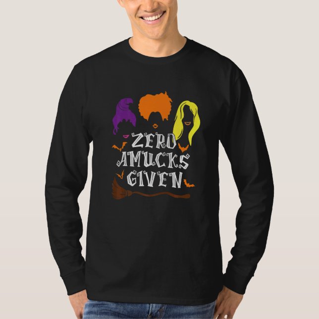 Zero Amucks Given Amuck With Bat Halloween Witch T-Shirt (Front)