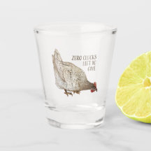 Zero Clucks Left text with little brown chicken