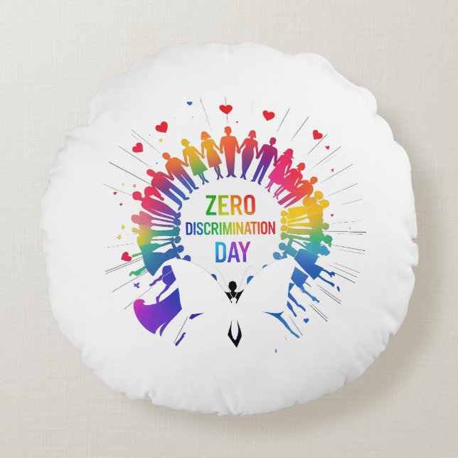 Zero Discrimination Day  Round Pillow (Front)