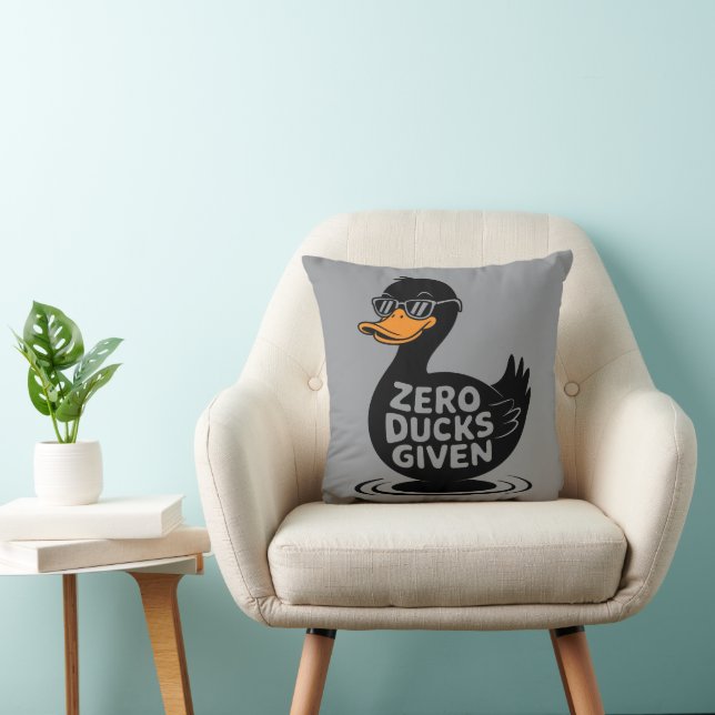 Zero Ducks Given - Funny Cool Duck Design  Throw Pillow (Chair)