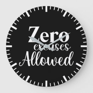 Zero Excuses Allowed - Gym, Hustle, Success Large Clock