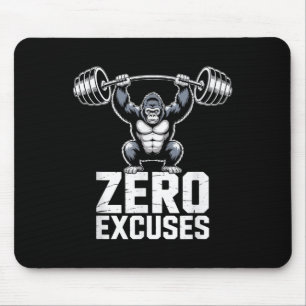 Zero Excuses Gorilla Gym Motivational Workout  Mouse Pad