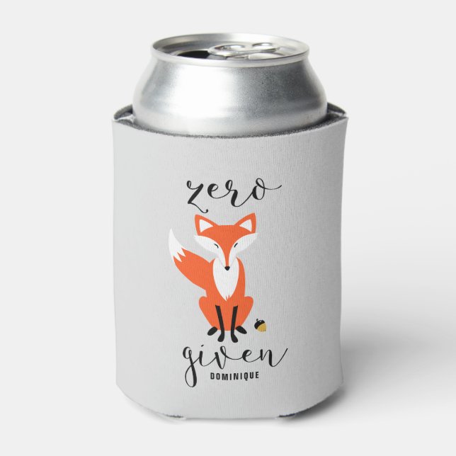 Zero Fox Given Funny Pun Gray Personalized Can Cooler (Can Front)