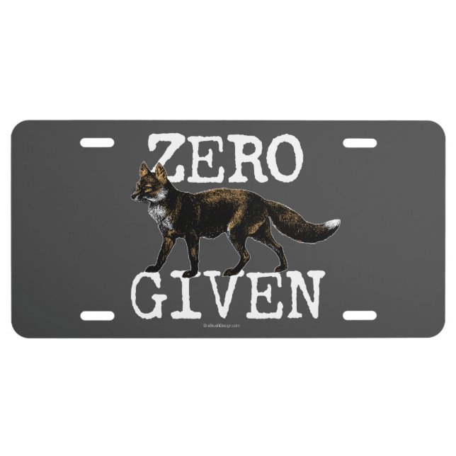 Zero (Fox) Given License Plate (Front)