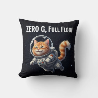 Zero G, Full Floof! Adorable Space Cat Throw Pillow