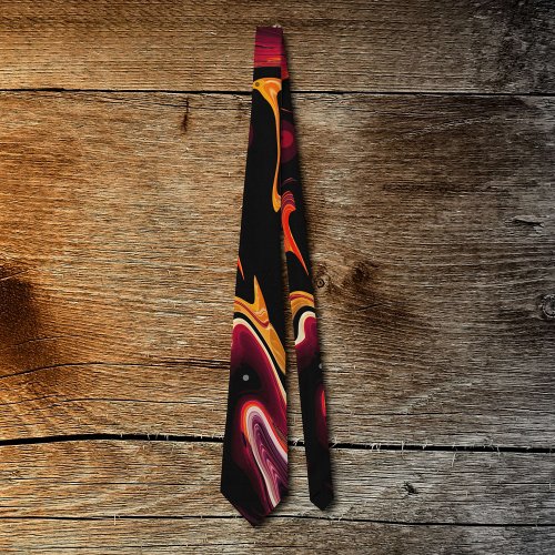 Zero Gravity Abstract Red Orange and Black Neck Tie