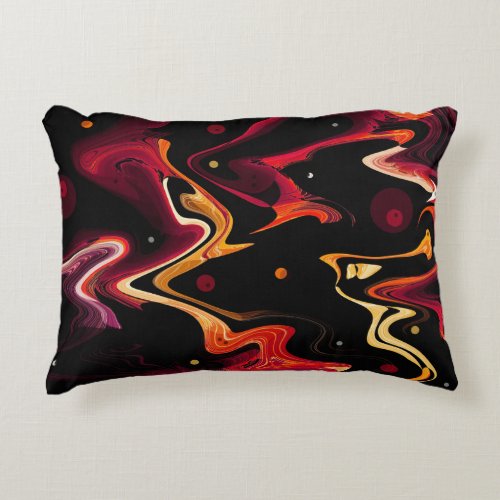 Zero Gravity Painting Abstract in Orange and Black Accent Pillow