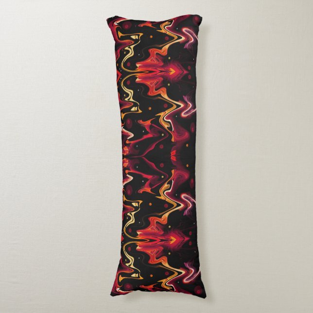 Zero Gravity Painting Abstract in Orange and Black Body Pillow (Front Vertical)
