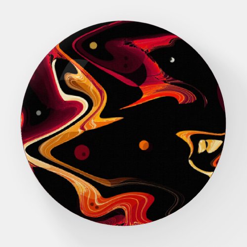 Zero Gravity Painting Abstract in Orange and Black Paperweight