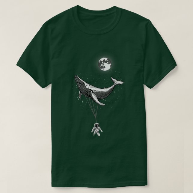 Zero Gravity Sea  Whale Holding Astronaut Space Mo T-Shirt (Design Front)