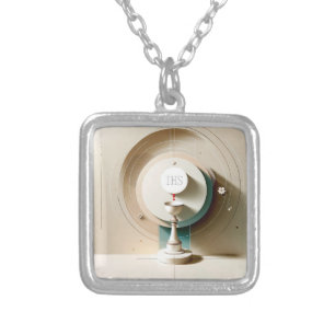 Zero Group Style Communion Host and Chalice Silver Plated Necklace